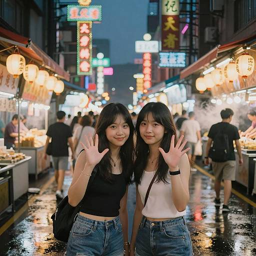 Sporty Teenagers in Neon Taipei Night Market