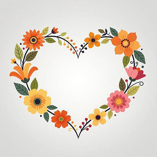 Vibrant Floral Heart Design Artwork