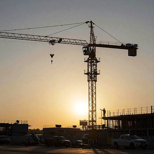Silhouette of Crane at Sunset