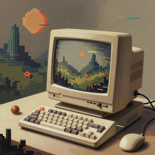 Vintage AI Art with Pixelated Surrealism