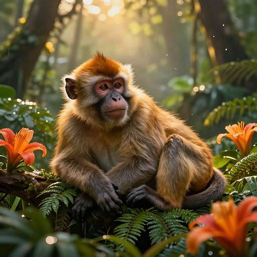 Albino Monkey in Golden Jungle