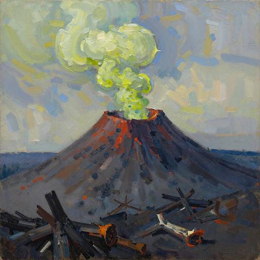 Expressionist Volcanic Summit Scene