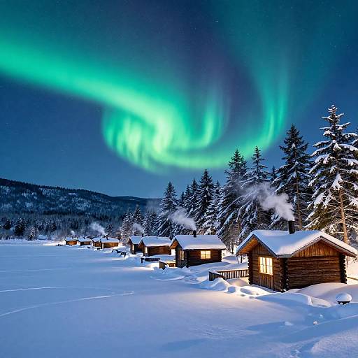 Winter Wonderland with Aurora Borealis