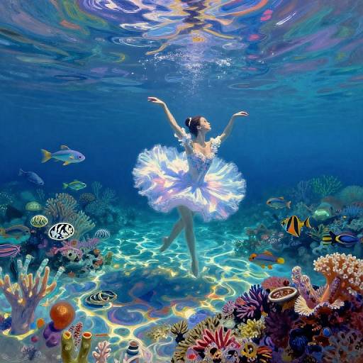 Surreal Underwater Ballet in Vibrant Hues