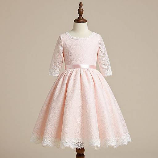 Elegant Pink Lace Ball Gown