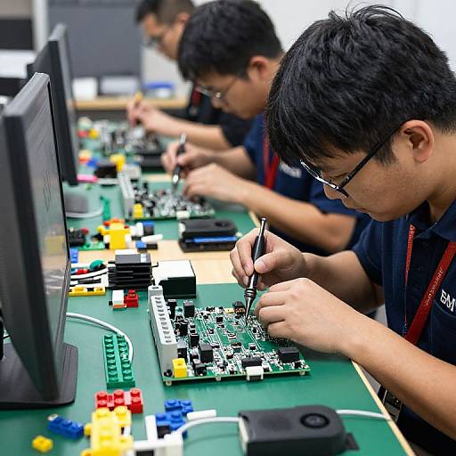 Team Soldering Circuit Boards Art