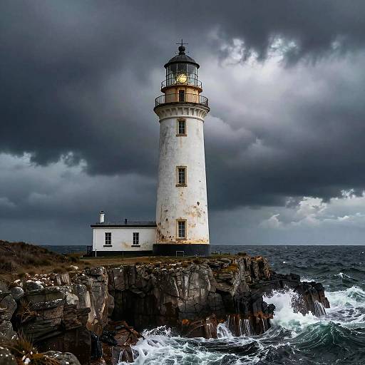 Photorealistic Abandoned Lighthouse Storm