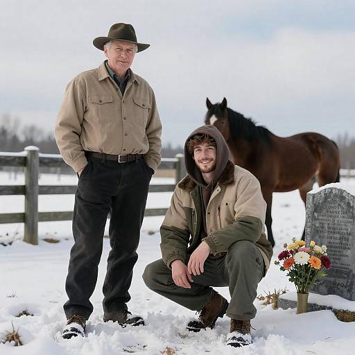 Friendly Winter Portrait in Rural Landscape