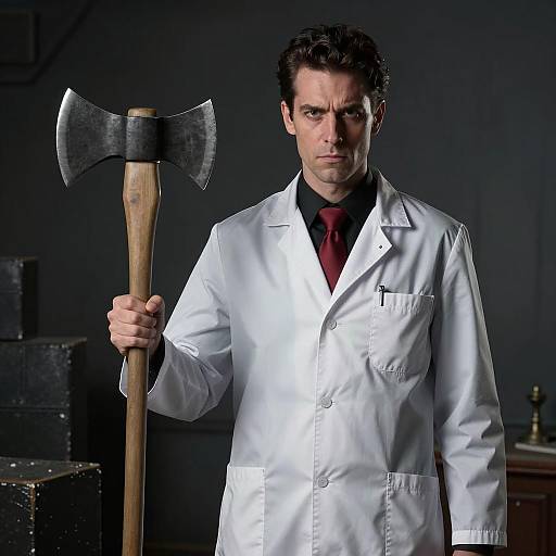 Intense Man in Dimly Lit Room