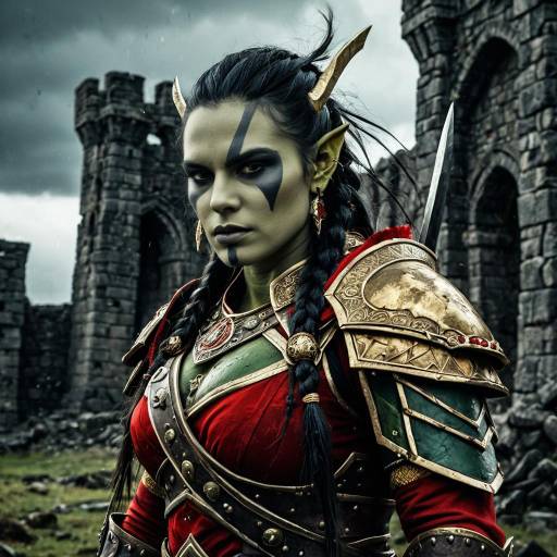 Fierce Female Orc Warrior in Ruins