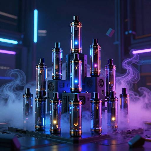 Futuristic Vape Devices with Neon Lighting