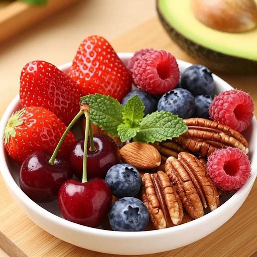 Colorful Fresh Fruit and Nut Bowl