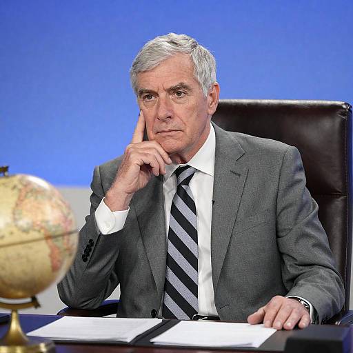 Contemplative Older Executive in Leather Chair