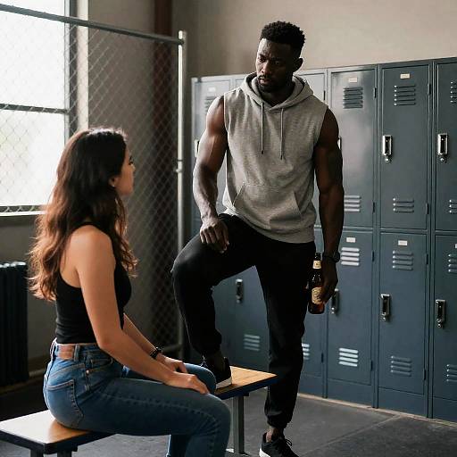 Candid Shot in an Industrial Locker Room