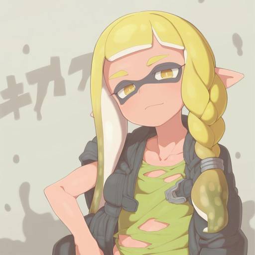 Illustration of Agent 3 (splatoon 3), splatoon (series) in the style of Tenako (mugu77)