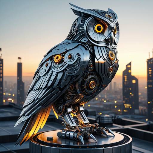 Futuristic Robotic Owl in Twilight