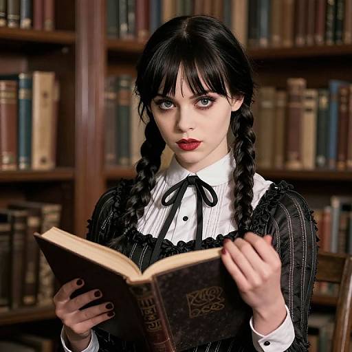 Wednesday Addams in Library Portrait