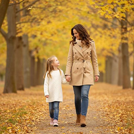 Mother and Daughter Autumn Walk