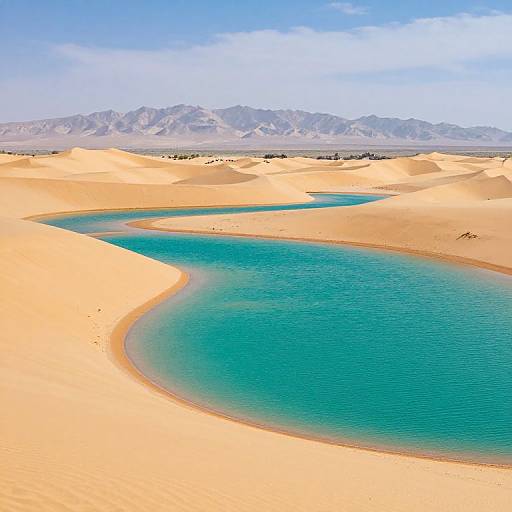 Turquoise Oasis Amid Golden Dunes