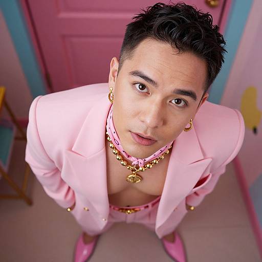 Stylish Man in Vibrant Pink Attire