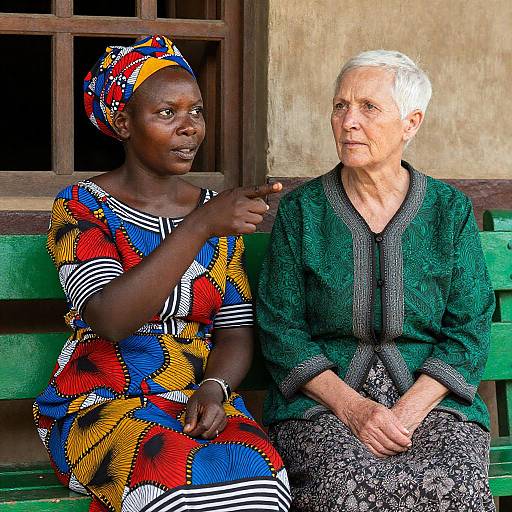 Candid Moment on a Green Bench