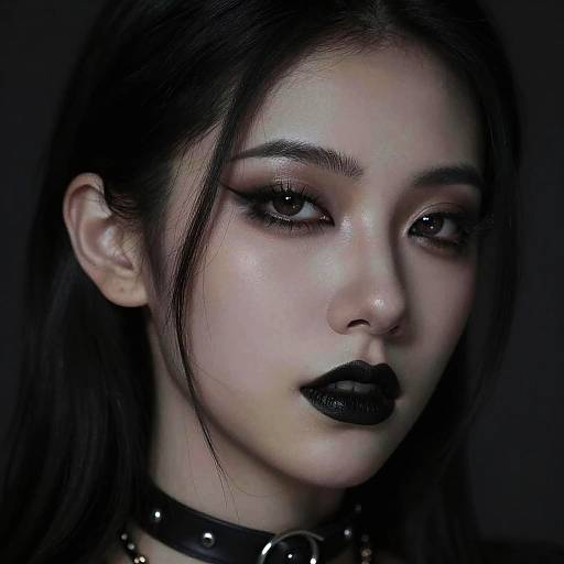 Dramatic Closeup of Goth Woman Portrait