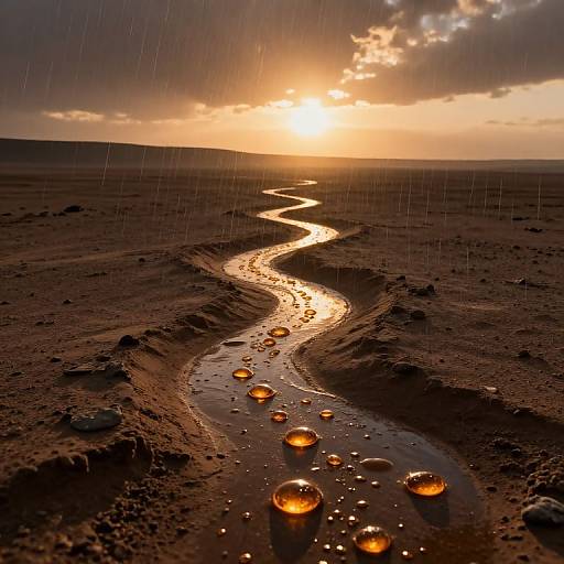 Sunlit Martian Landscape with Fossilized Raindrops