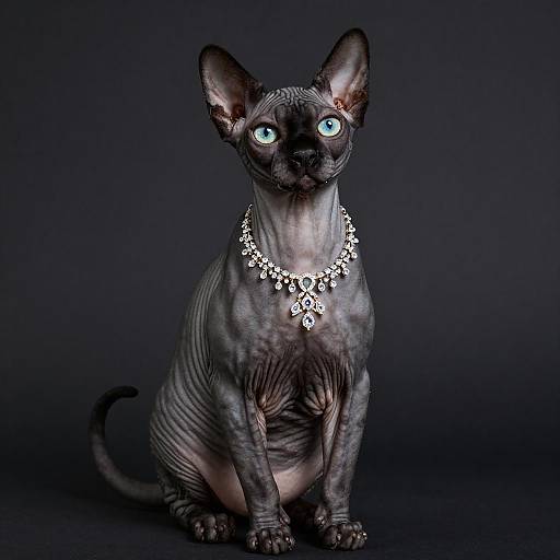 Sphynx Cat Wearing Diamond Necklace
