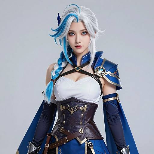 Photorealistic Armored Girl with Multicolored Hair