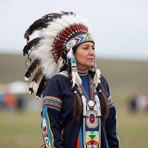 Native American Woman in Traditional Attire