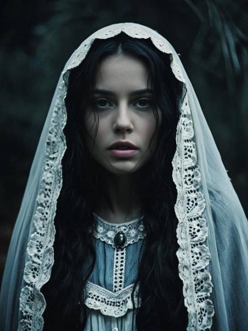Woman in Llorona Costume Cinematic Portrait