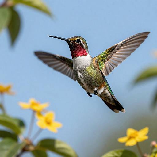 Vibrant Iridescent Hummingbird in Flight