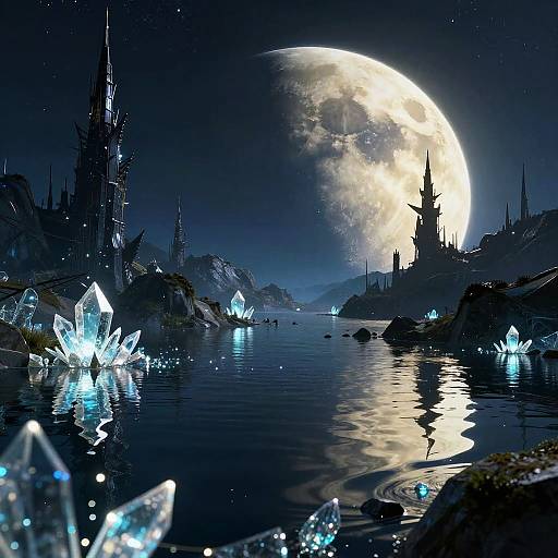 Futuristic Alien Landscape at Night