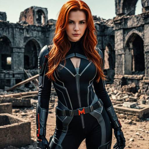 Realistic Black Widow in Ruins