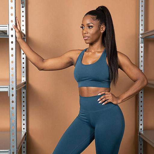 Confident Fit Black Woman in Workout Wear