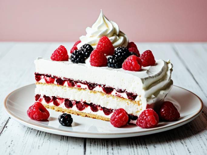Indulgent Cake with Raspberries Wallpaper
