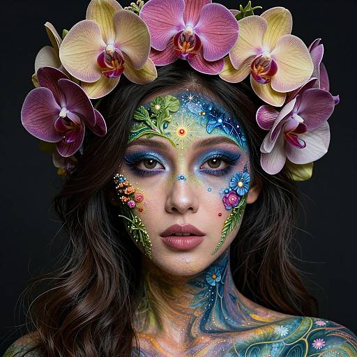 Ethereal Woman with Orchid Crown