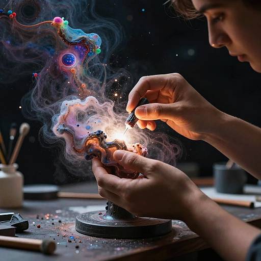 Abstract Nebula Sculptor in Cosmic Atelier