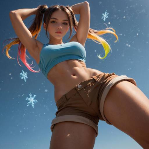 Vibrant Girl in Cargo Shorts Pose