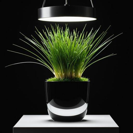 Hydroponic Wheatgrass in Glossy Black Pot
