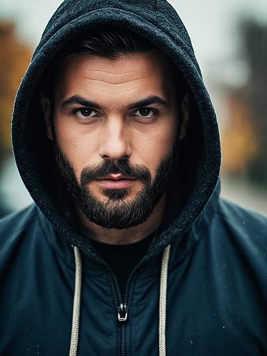 Bearded Man in Hooded Jacket