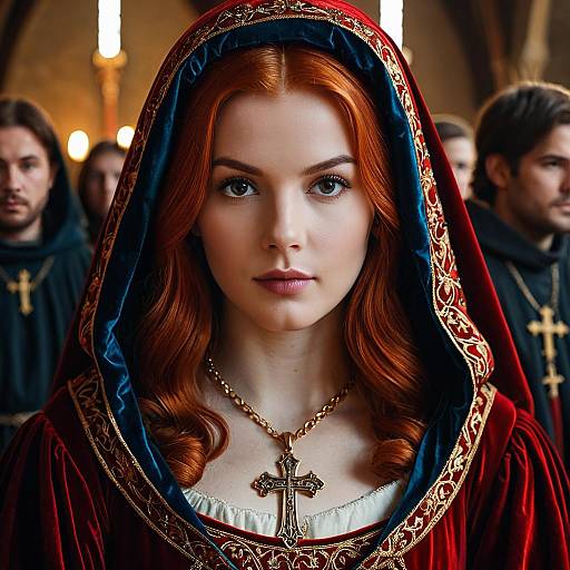 Photorealistic Portrait of Noblewoman in Red