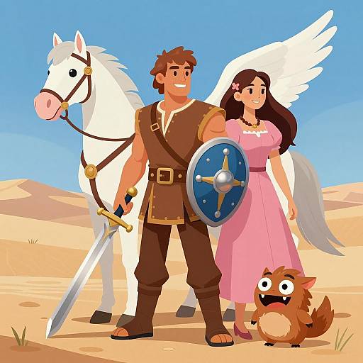 Fantasy Adventure: Heroes and Winged Horse