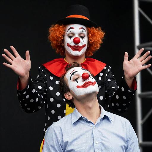 Intriguing Portrait of Two Clowns