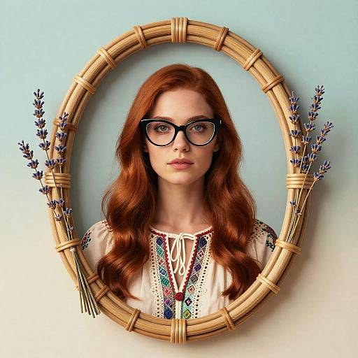 Bohemian Portrait with Rattan Frame