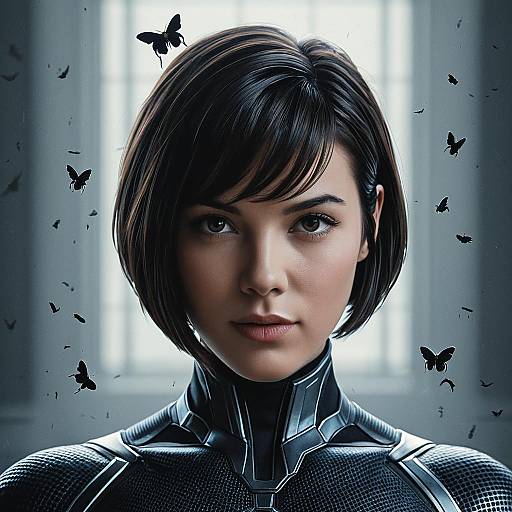 Futuristic Female Hero in Insect World