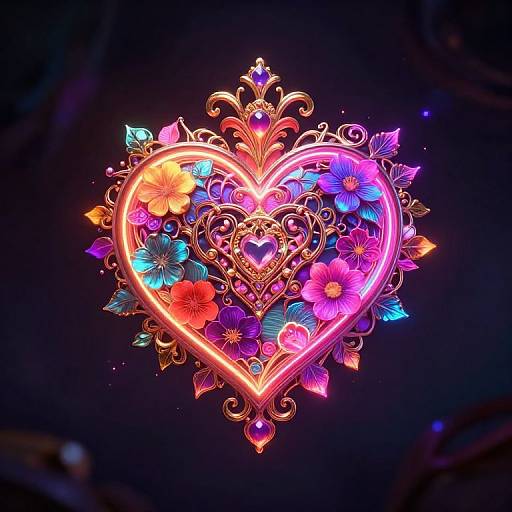 Vibrant Neon Heart Emblem