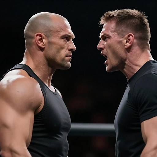 Intense Standoff Between Two Muscular Men