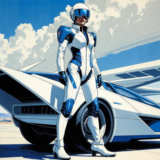 Futuristic Aviator with Sleek White Car