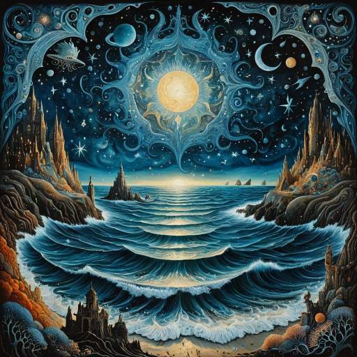 Ethereal Twilight Ocean with Surreal Elements